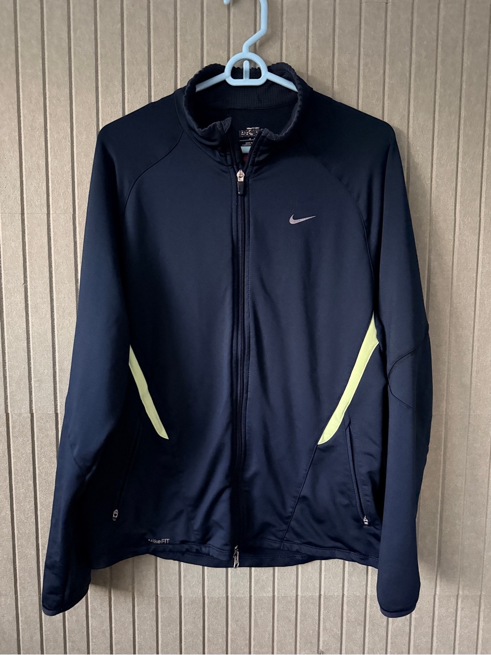 Nike Men’s Black Performance Zip Jacket with Yellow Accents